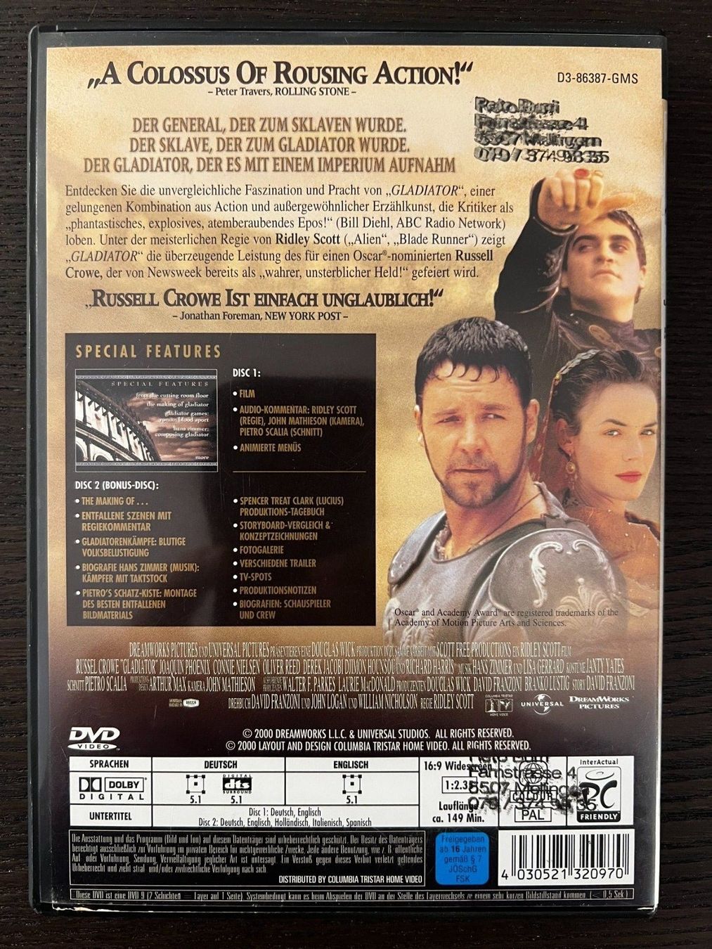 Alle DVDs: Gladiator – Gebraucht aus Zürich von FilmFreunde 1