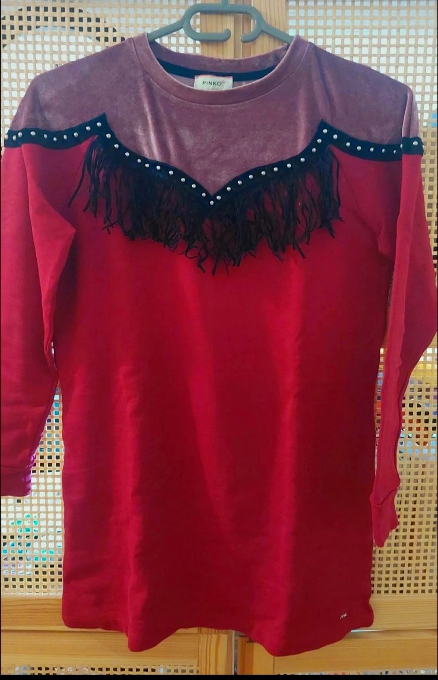 Pinko Vestiti & Gonne: Pinko Robe pull rouge manches longues avec franges 12 ans – Usato da Genève venduto da a_t_g5kq