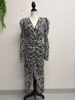 Neues Kleid Zebra Muster V-Ausschnitt Raffung Gr. S schwarz
