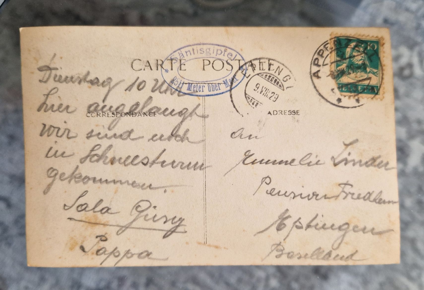 Cartoline postali: Observatorium Säntis, Sondetstempel 1923 – Usato da Ebikon venduto da Donar50 1