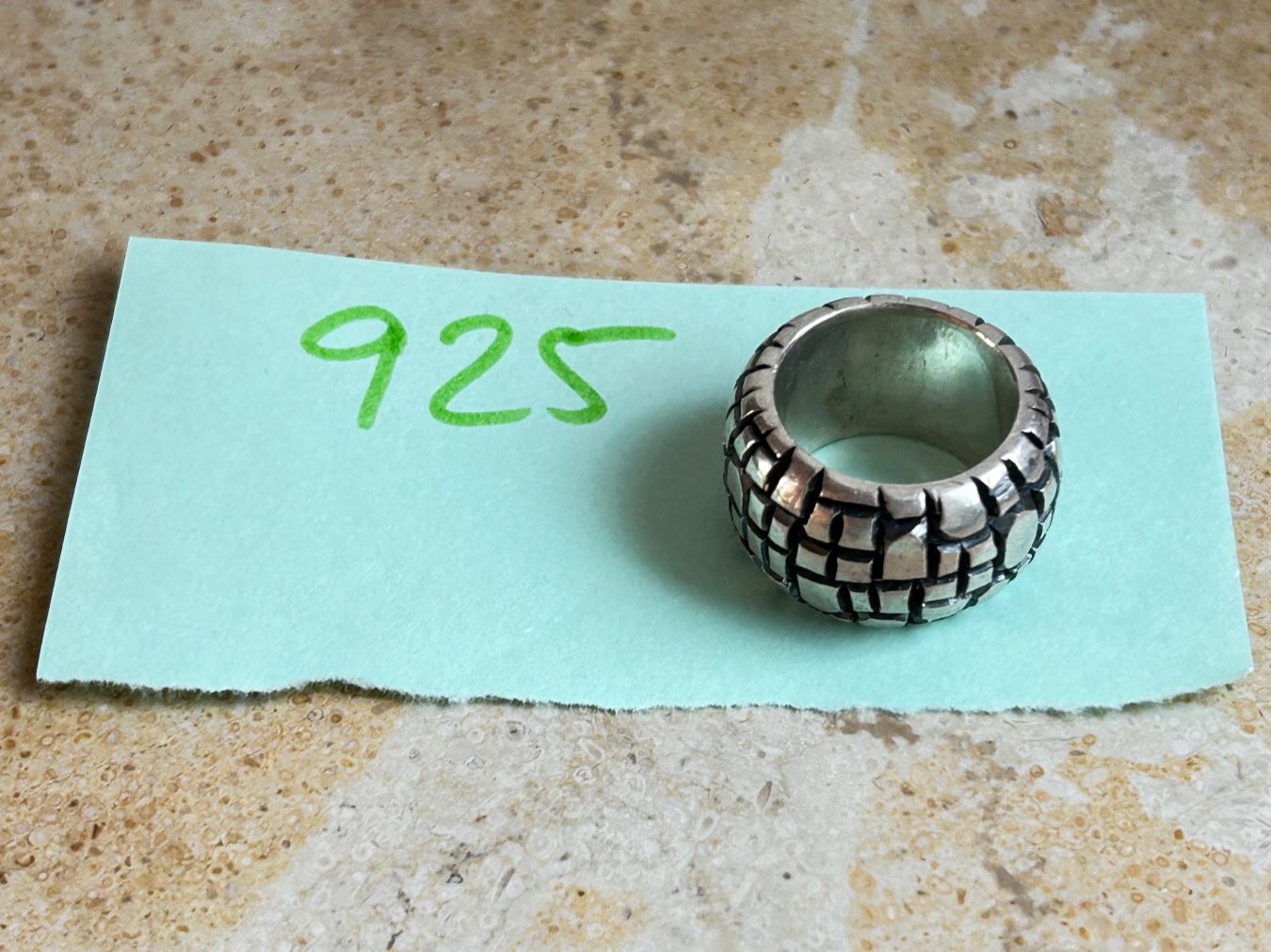 Anelli: Massiver Silberring "CITY", Gr.54, Strukturmuster – Usato da Dittingen venduto da Bellevista 3