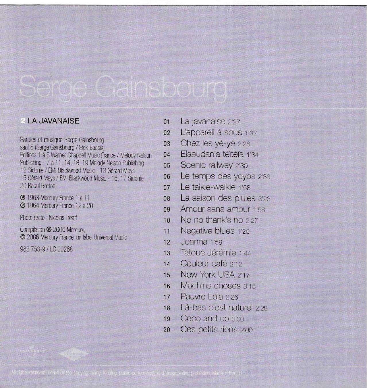 CD: Gainsbourg 5 CD's Box Set - Les cent plus belles chansons – Usato da Savagnier venduto da Ne2065 3