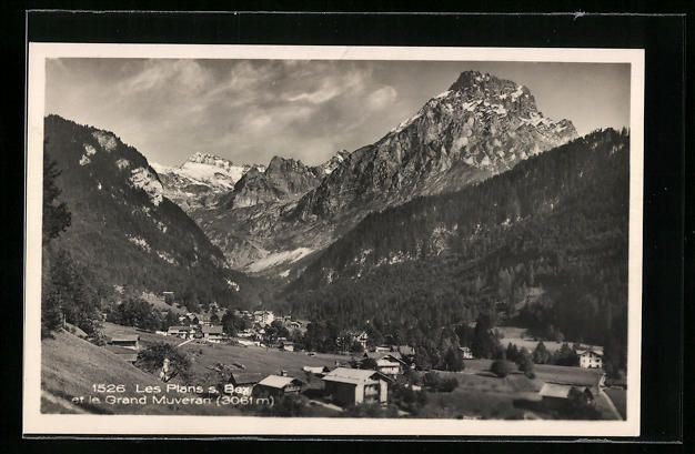 Cartoline postali: Les Plans-sur-Bex, Vue Générale et le  – Usato da Berlin venduto da bartko-reher
