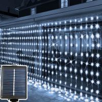 Lichtervorhang, 200 LED, weiss, neu, Solar, für Party