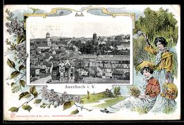 Grusskarten-AK Auerbach i. V., Totalansi