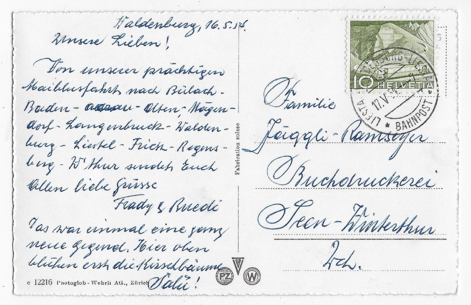 Cartoline postali: Ansicht von Waldenburg, ⨀ Bahnpost – Usato da Hefenhofen venduto da Richsalz 1