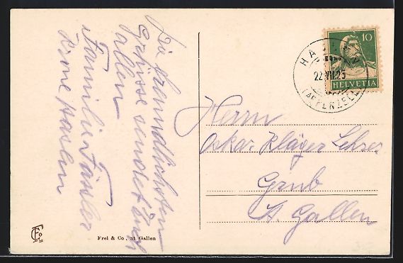 Ansichtskarten: AK Haslen, Blick zur Kirche im Ort, 1925 – Gebraucht aus Berlin von bartko-reher 1