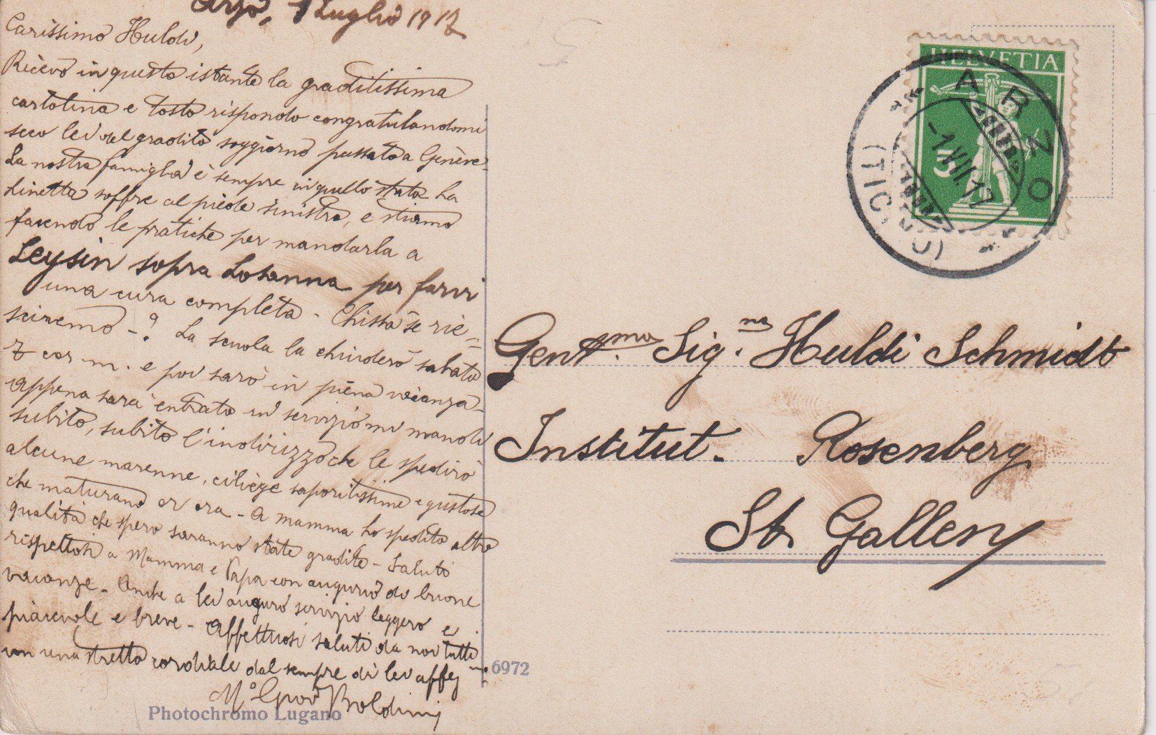 Cartoline postali: AK Ponte Brolla - Valle Maggia , Arzo 1917 – Usato da Riva San Vitale venduto da MAR-NAPO 1