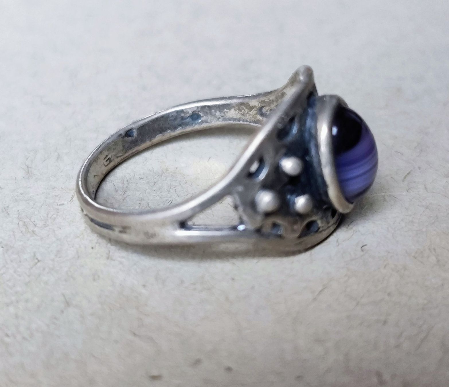Anelli: Bague en argent avec agate – Taille 60 – Usato da Carouge GE venduto da for_8yym 3