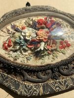 Antikes Biedermeier Blumenbild unter Glas ca 1850