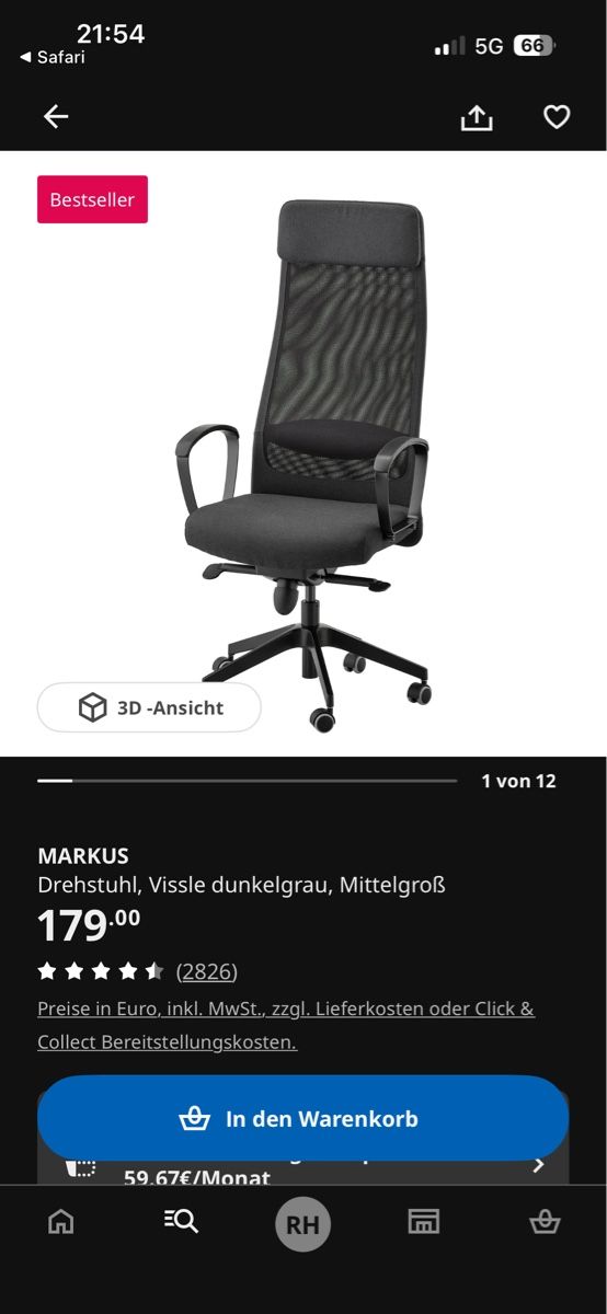 Ikea Chaises: IKEA MARKUS - sehr guter Zustand  – Neuf (Voir description) à Allschwil par rap_6bvn