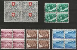 B61-B65 Postfrische Viererblockserie 1953 Kat. 80.-