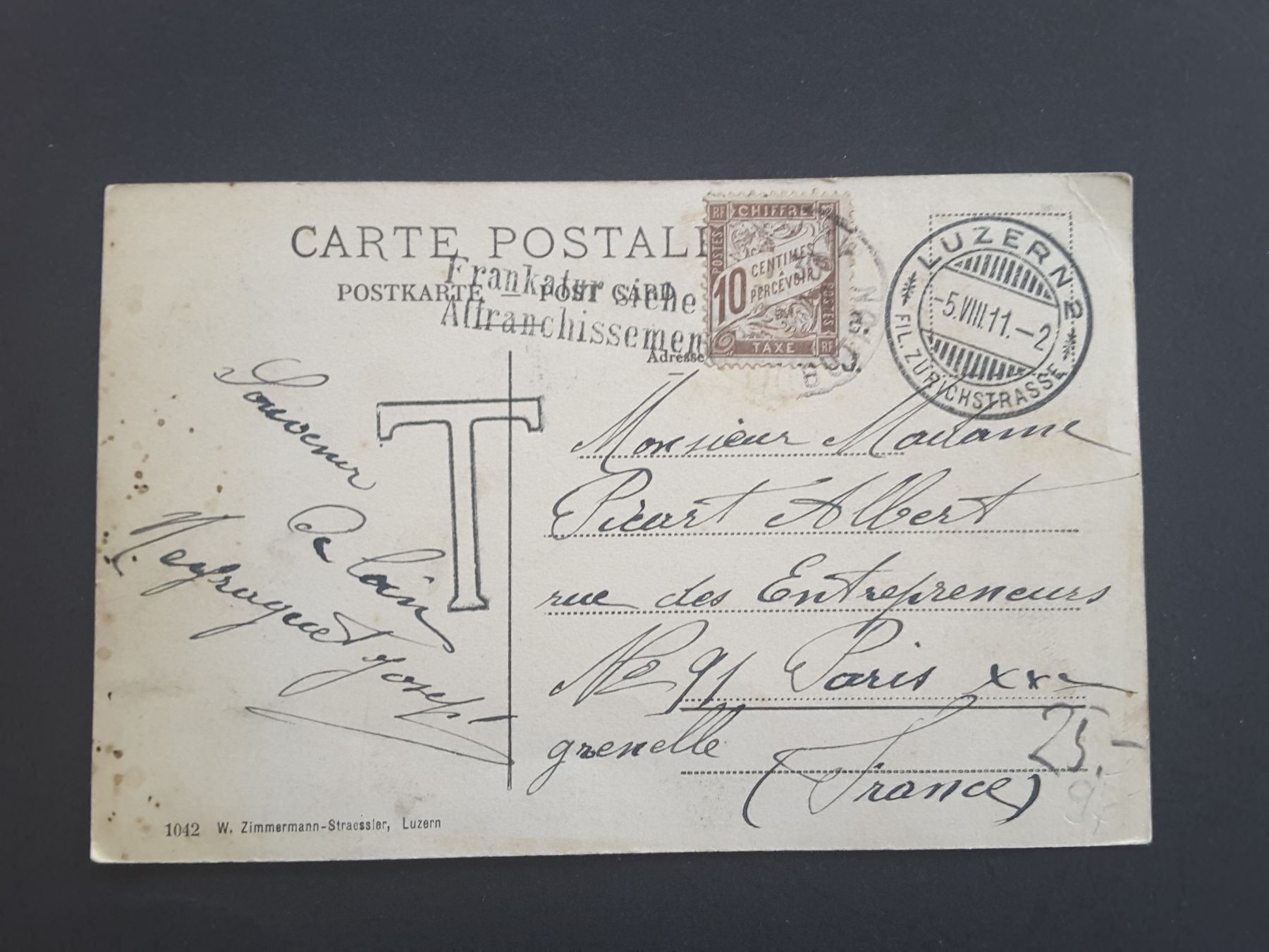 Cartoline postali: AK Eschholzmatt LU , 1911 – Usato da Reichenburg venduto da Pipo-67 1