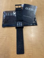 Guess Damenuhr schwarz mit Strass Lederarmband 