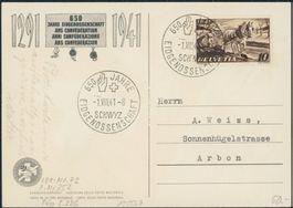1941 - Pro Patria - Bundesfeierkarte - Sonderstempel - 1.8.