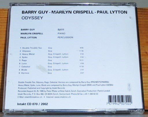 CD: Marilyn Crispell with Barry Guy & Paul Lytton – Usato da Unterbäch venduto da gond 1