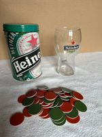 Boite Bière Heineken et son verre avec jetons