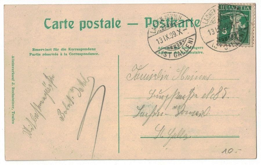 Cartoline postali: Teufen AR, gelaufen 1909 – Usato da Frauenfeld venduto da POML 1