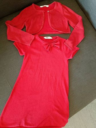 Vestito natalizio+coprispalle/Weinachtskleid+Bolero 128/134
