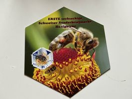 Schweizer Sonderbriefmarke Honigbiene, Sechseckig, Top! (55)