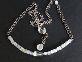 Silber Kette mit Mondsteine und Bergkristall 925