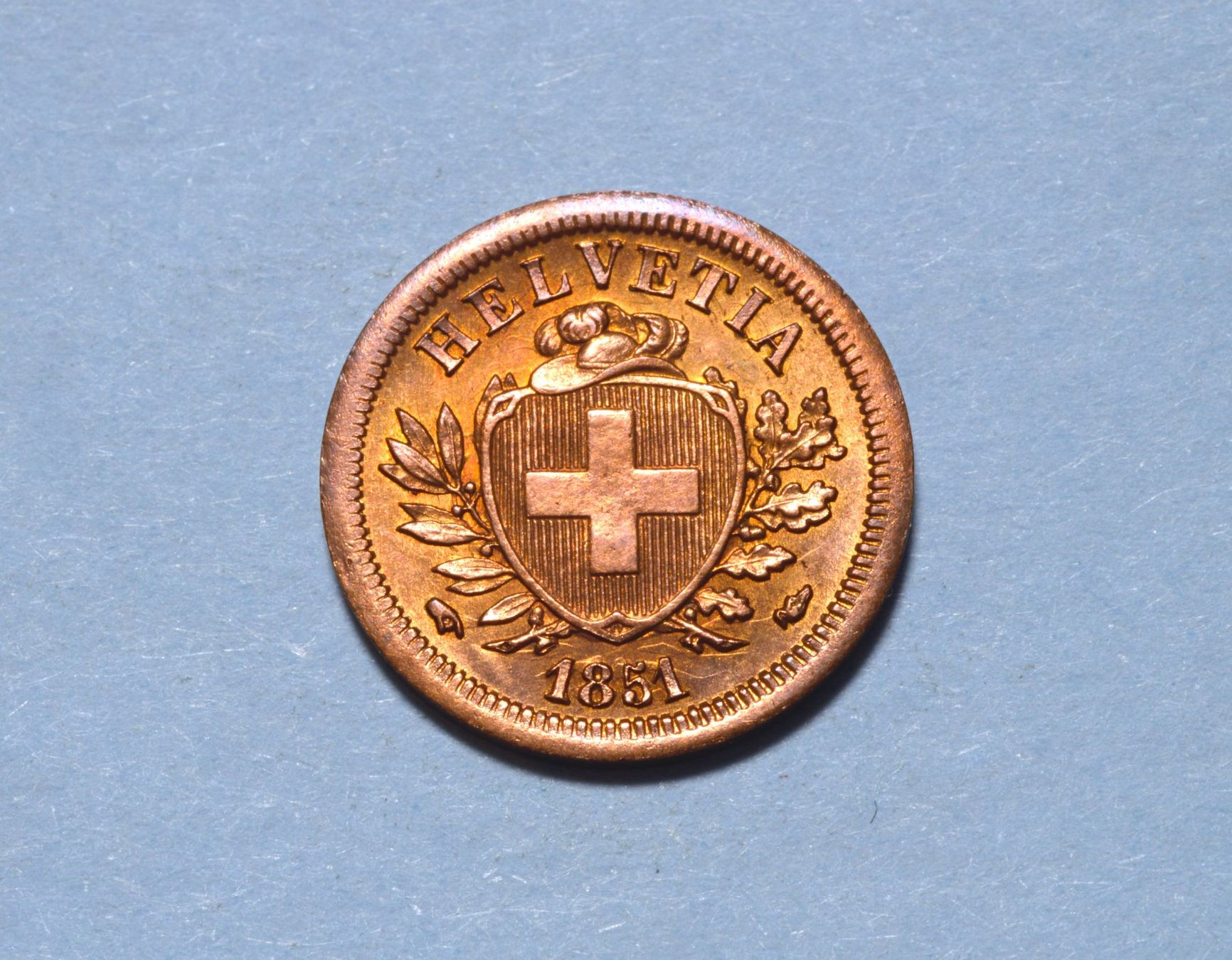 Tutti le monete: 1 Rappen 1851 – Usato da Oberglatt ZH venduto da ZH111