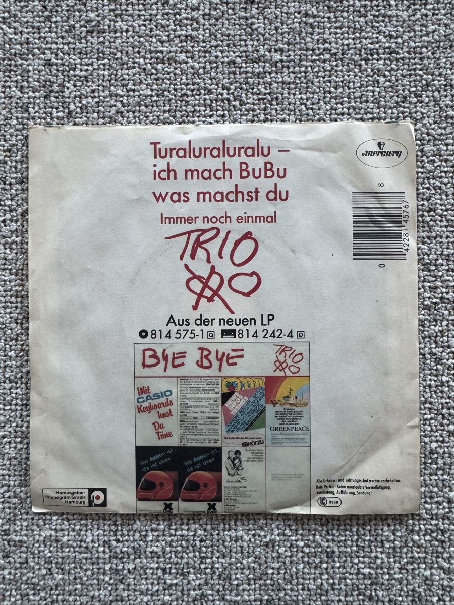 Dischi in vinile: Trio -Turaluraluralu- 7" Single - 80s / NDW – Usato da Rorbas venduto da BlackstarRecords 1