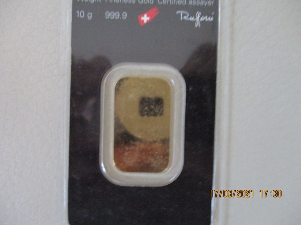 Metalli preziosi: Goldbarren 10 Gramm - Fine Gold 999.9- Zertifiziert – Usato da Liestal venduto da Disc-Point 1
