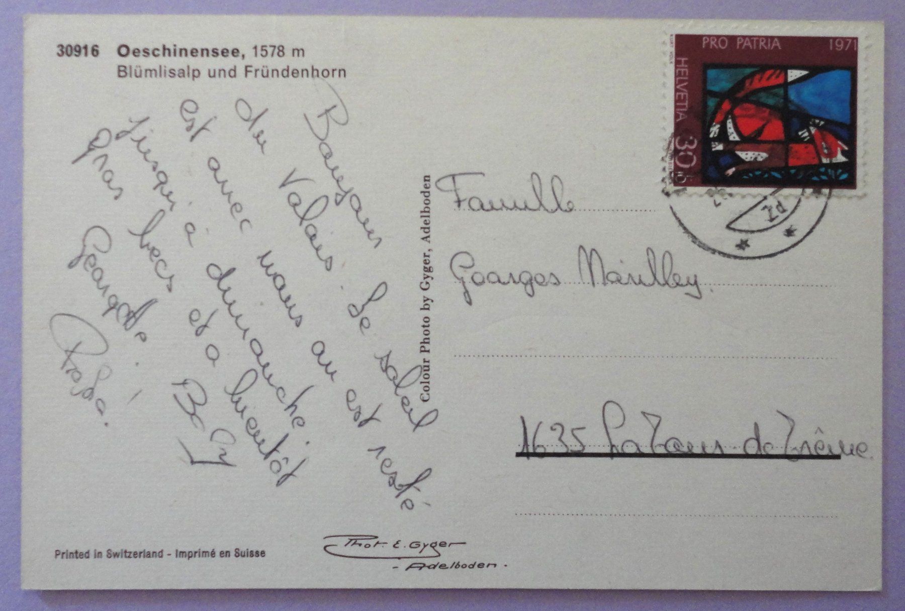 Cartoline postali: Oeschinensee 1578 m – Usato da Fétigny venduto da Billy2miny 1