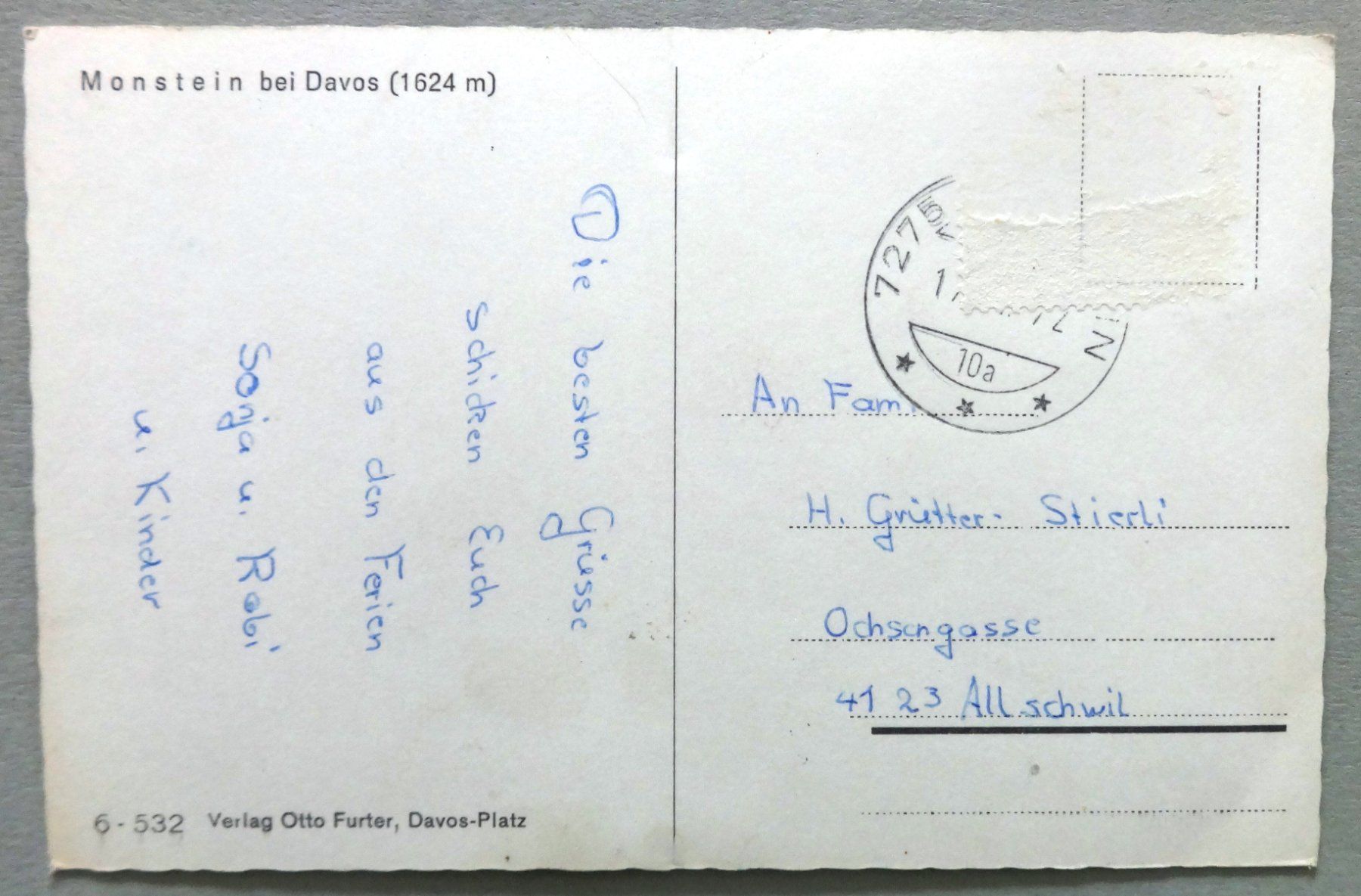 Cartes postales: Monstein bei Davos (1624 m) – Défectueux à Fétigny par Billy2miny 1