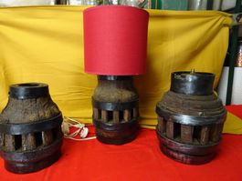 3 antike Radnaben - 1 Lampe und 2 antike Radnaben