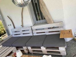 Garten Lounge aus Paletten weiss/grau