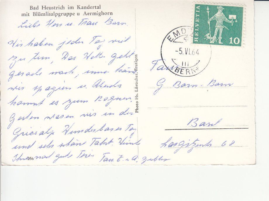 Cartoline postali: Bad Heustrich 1964 – Usato da Bürglen TG venduto da StampGraf 1