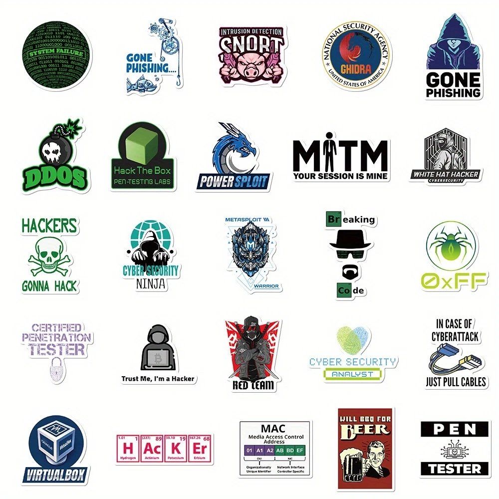 Aufkleber: 50 Stk. Sticker Aufkleber - Hacker und Programmier – Neu und originalverpackt aus St.Gallen von Mr.Stickers 2