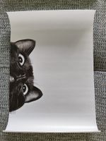 lot de 3 Affiches chat noir motif minimaliste 