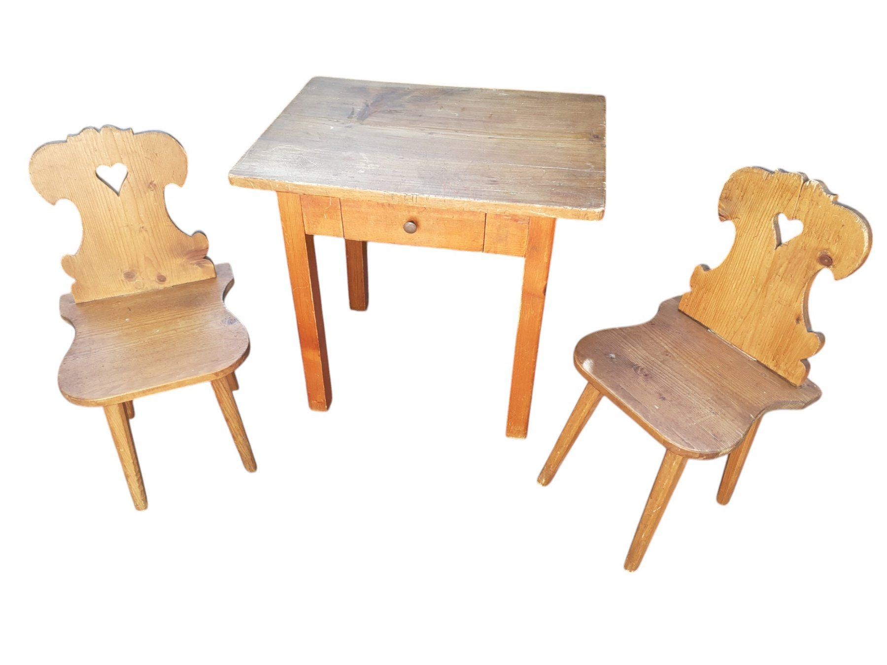 Set di tavolo e panche: Kindertischchen + 2 Stühle 1940er – Usato da Mörschwil venduto da antiksalon21 1