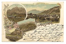 Gruss aus Netstal (GL) Fabrik - uralte Litho - 1898 - rar !