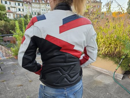 Vintige Motorradjacke Echtleder mehrfarbig Grösse 40