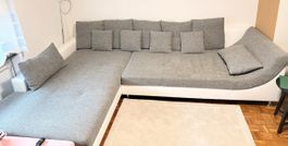 Ecksofa Stoff „Grau Weiss“ / guter Zustand