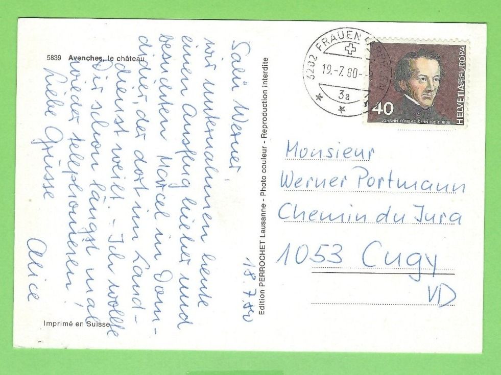 Cartoline postali: Avenches, le château – Usato da Zürich venduto da t24_de 1