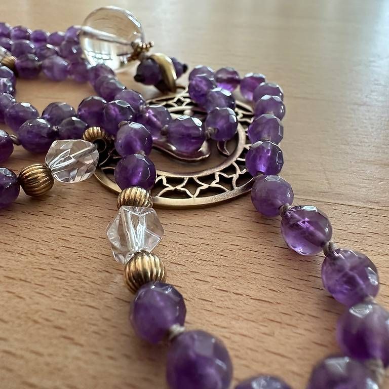 Ketten: Mala mit facettiertem Amethist und Bergkristall – Gebraucht aus Sax von kaulquappe01 3