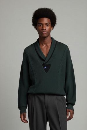 Carlo Colucci Dunkelgrüner V-Ausschnitt Pullover - Vintage