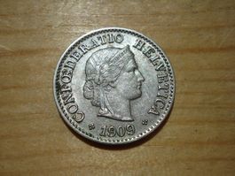 (H3) 5 Rappen 1909 VZ-UNZ