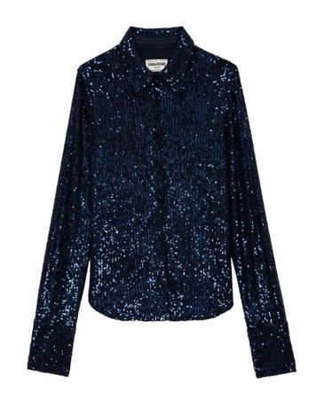Chemisier Zadig&Voltaire à paillettes bleues, Taille M