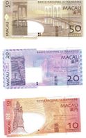 Macau Set 3 Stk 10-50 Patacas Random Year BNU UNZ