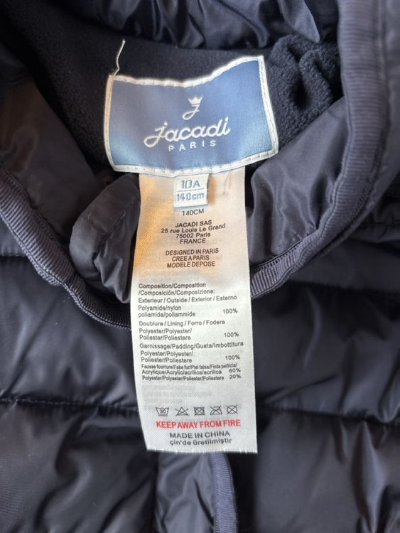 Jacadi Doudoune bleu marine, capuche fourrure, 10 ans (Neu (gemäss ...