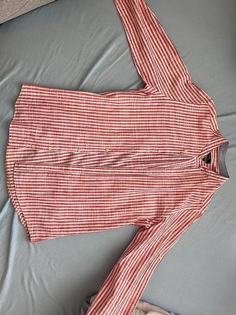 Zara Herrenhemd gestreift Gr. S Relaxed Fit rot/weiss