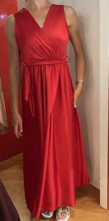 Glamour Abito da sera di raso rosso-M/L-nuovo-chic e sexy