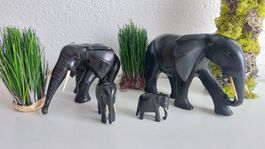 4 Holz Elefanten Handgeschnitzt Unikat aus Afrika