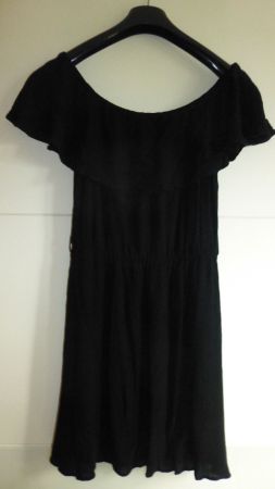 Damen-Carmen-Kleid kurzarm, schwarz / kurz-mini / 36